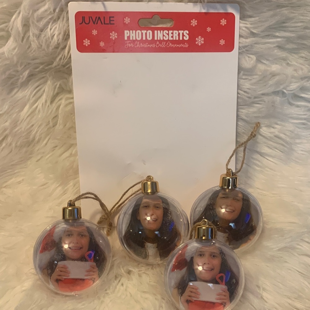 Gold Christmas Photo Ornament Set